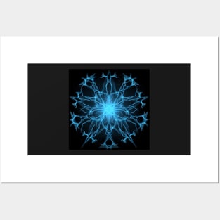 Abstract ice blue flame flower Posters and Art